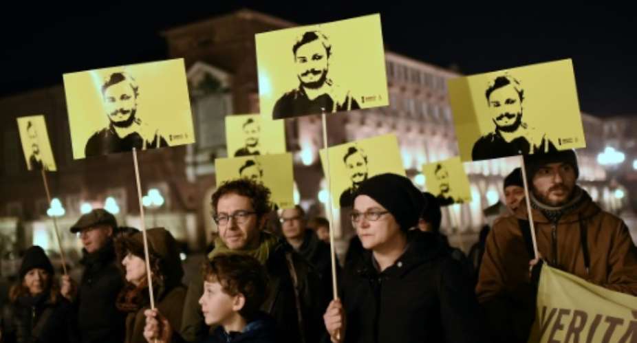 Rights groups including Amnesty International have held regular vigils calling for justice for Italian student Giulio Regeni.  By Marco BERTORELLO AFPFile
