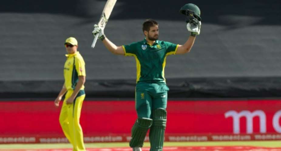 Rilee Rossouw scored 122 in South Africa's total of 327-8 in the fifth one-day international against Australia in Cape Town on October 12, 2016.  By Rodger Bosch AFP