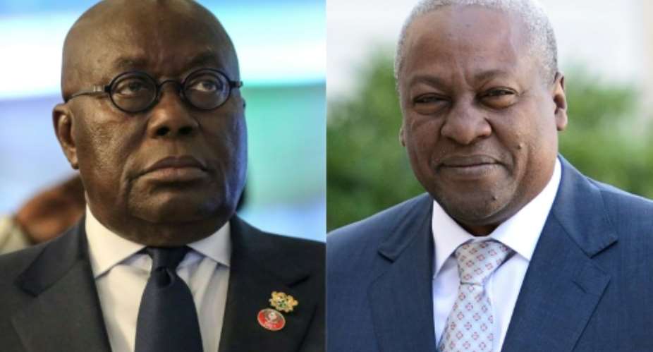Rivals: President Nana Akufo-Addo, left, and predecessor John Mahama.  By Kola SULAIMON, STEPHANE DE SAKUTIN AFPFile