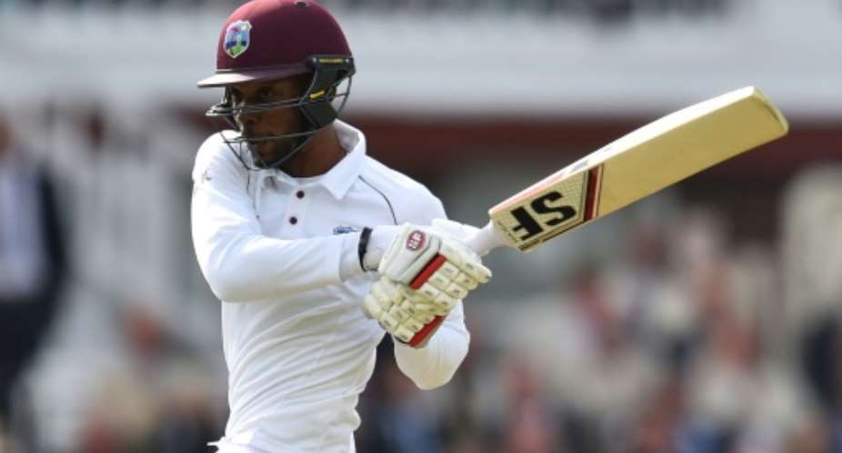 Roston Chase pictured at Lord's in London on September 7 scored an unbeaten 91 in Bulawayo to take the West Indies to stumps on 369 for eight.  By Glyn KIRK AFPFile