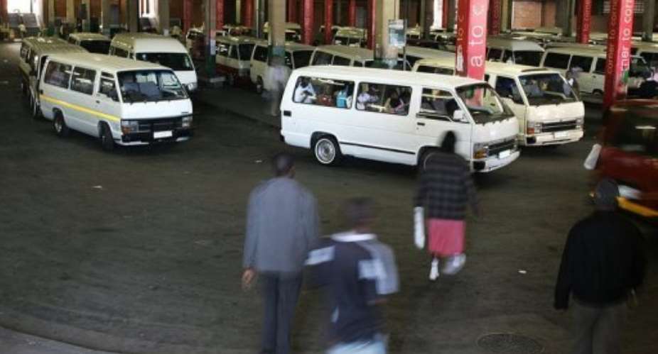 South Africas mini-bus taxis are the backbone of public transportation, carrying 16 million people a day.  By Paballo Thekiso (AFP/File)