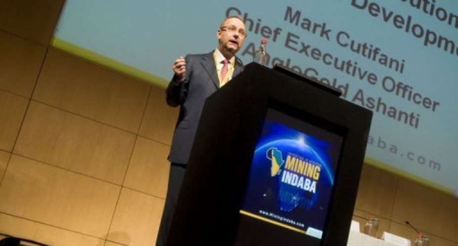 Mark Cutifani, Anglo American CEO designate, speaks in Cape Town on February 7, 2013.  By Rodger Bosch AFP