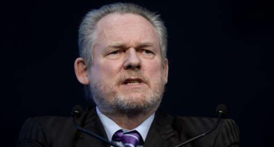 South African Minister of Trade and Industry Rob Davies delivers a speech on October 3, 2013 in Midrand, South Africa.  By Stephane de Sakutin AFPFile