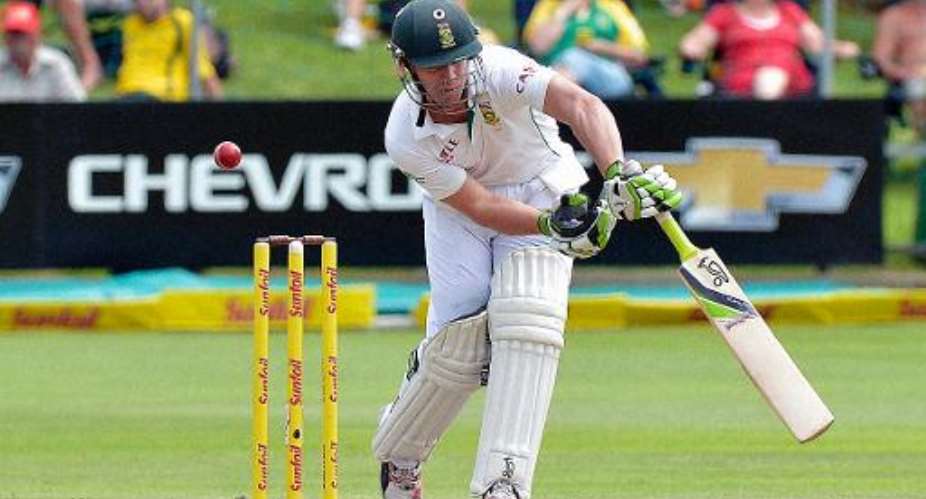 AB de Villiers plays a shot on his way to a century for South Africa against Australia at St George's Park in Port Elizabeth on February 21, 2014.  By Alexander Joe AFP