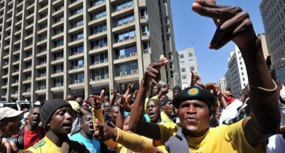Supporters of ANC Youth League leader Julius Malema.  By Alexander Joe (AFP/File)