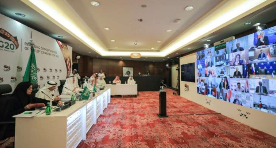 Saudi Arabia's Energy Minister Abdulaziz bin Salman chairs a virtual meeting of G20 oil ministers in Riyadh.  By - Saudi Arabia's Ministry of EnergyAFPFile