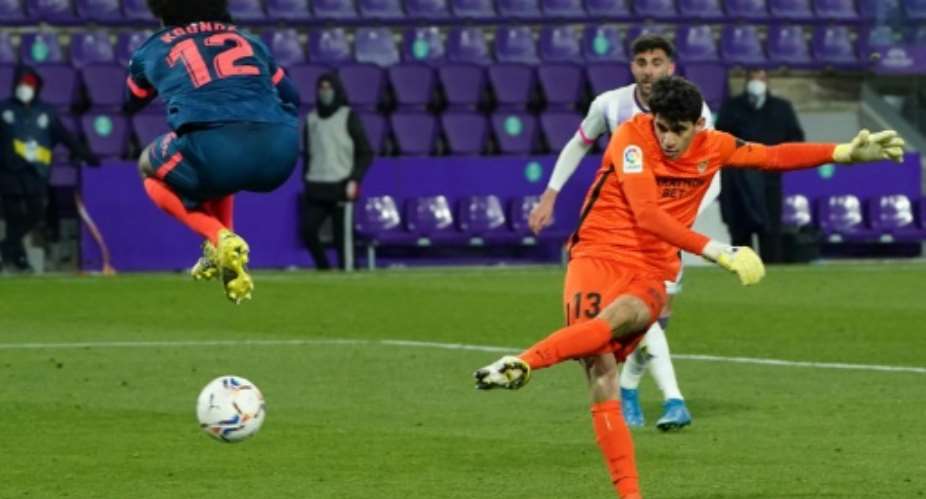 Sevilla goalkeeper Yassine Bono Bounou snatches a stoppage-time La Liga equaliser at Real Valladolid..  By Cesar Manso (AFP)