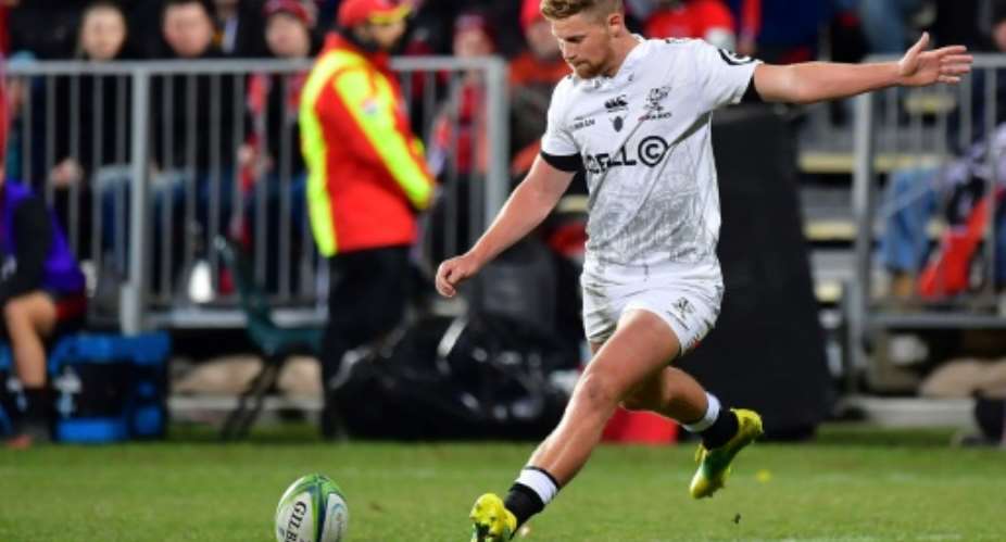 Sharks' Robert du Preez, pictured July 2018, was the leading points scorere with 17 from four conversions and three penalties.  By Marty MELVILLE AFPFile