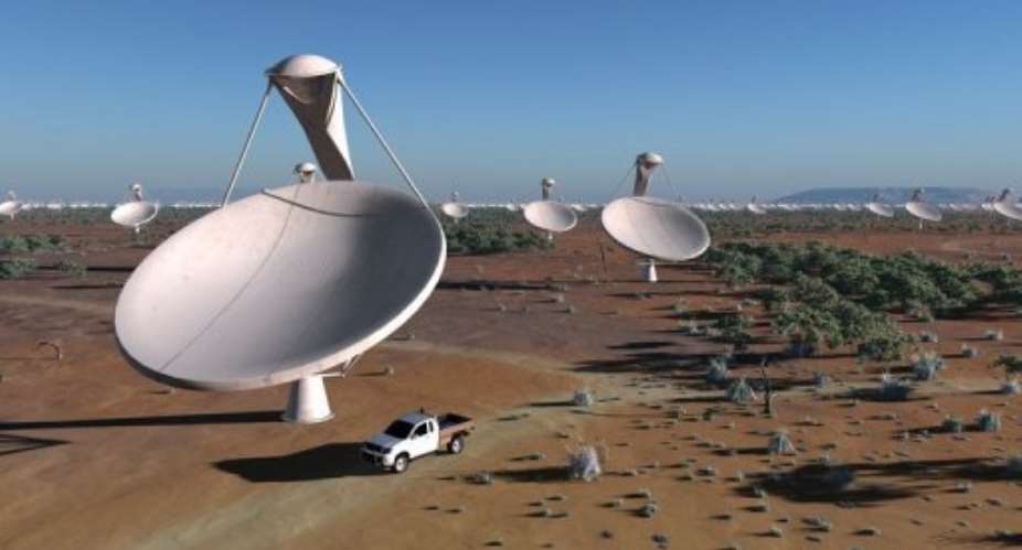 An artist impression of dishes making up the future Square Kilometre Array SKA radio telescope.  By  AFPSPDOTDPDRAO