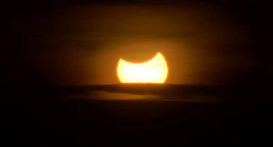 A partial view of a total hybrid eclipse is pictured in Sibiloi national Park in Turkana on November 3, 2013.  By Carl de Souza AFP