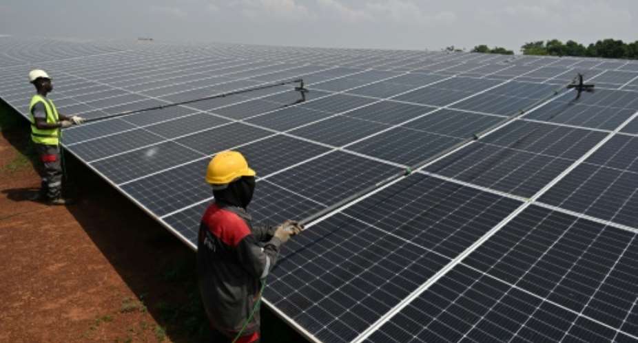 Solar panels in the northern town of Boundiali in Ivory Coast stretch across 36 hectares (89 acres).  By Sia KAMBOU (AFP)