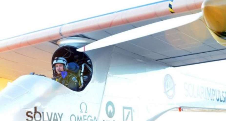 Solar Impulse is fitted with 12,000 solar cells feeding four electric motors driving propellors.  By Abdelhak Senna (AFP)