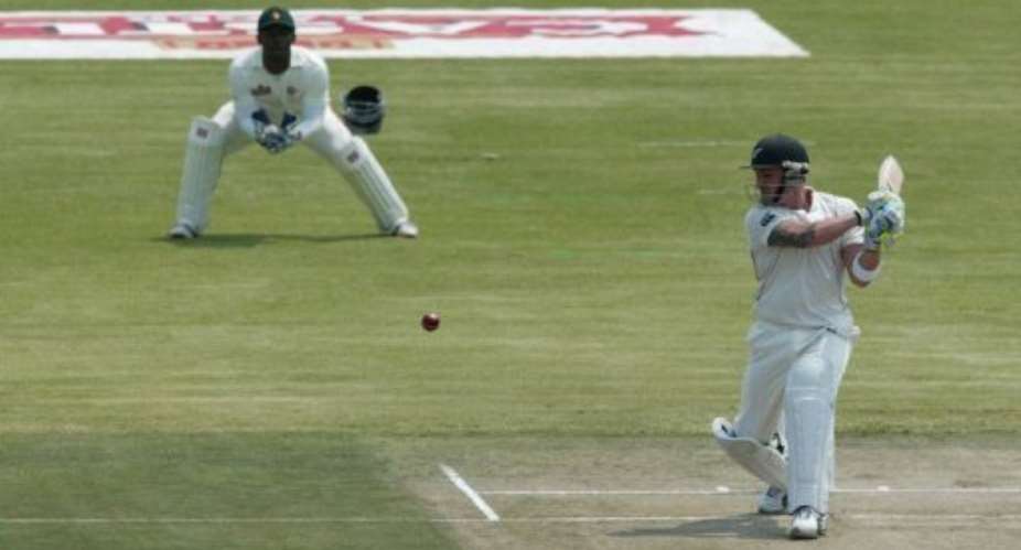 New Zealand lost the aggressive Brendon McCullum for just 14.  By Jekesai Njikizana (AFP)