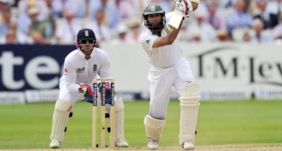 Hashim Amla was 94 not out when rain stopped play.  By Glyn Kirk AFP