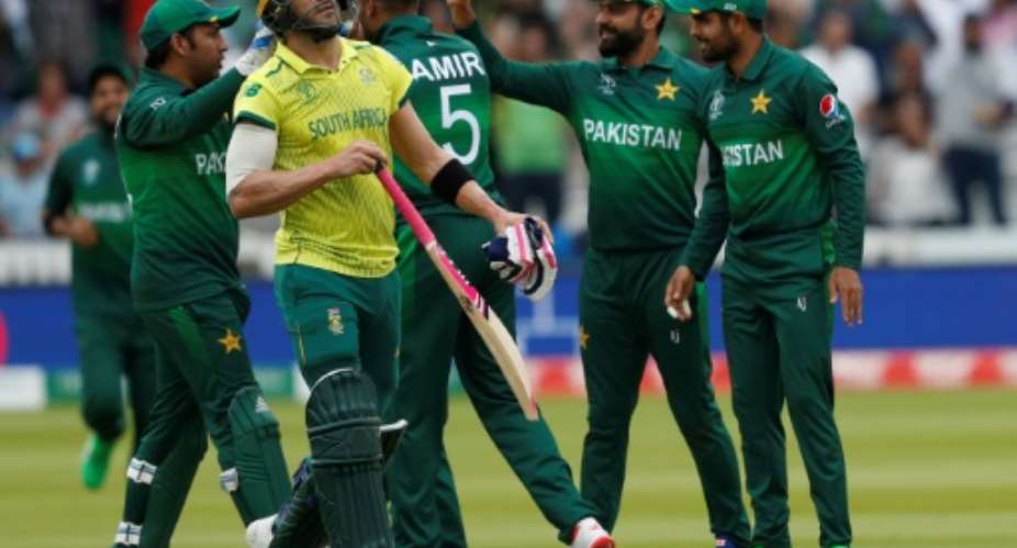 South Africa captain Faf du Plessis failed to save his side from World Cup misery against Pakistan.  By Adrian DENNIS AFP