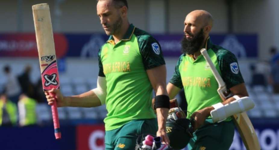 South Africa captain Faf du Plessis left and  Hashim Amla.  By Lindsey PARNABY AFP