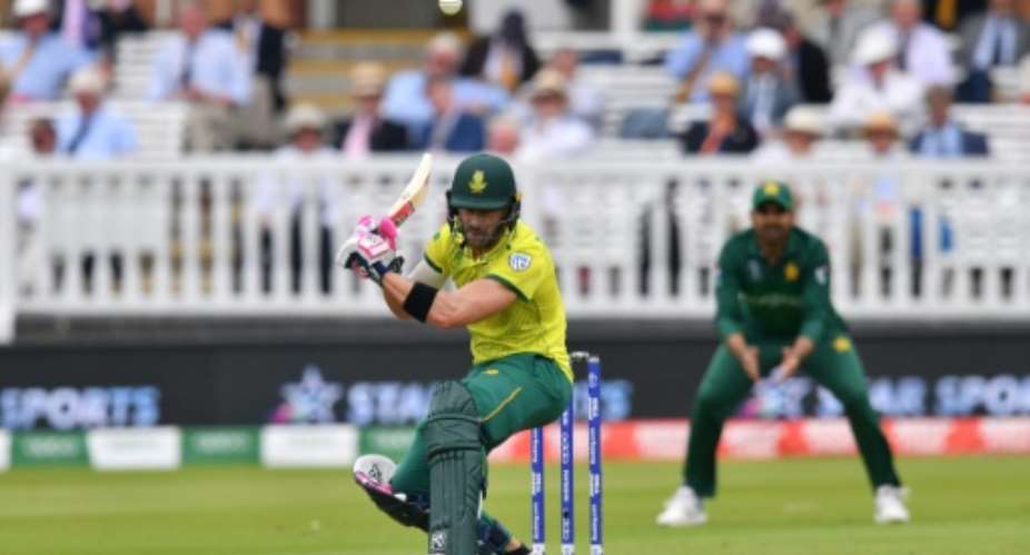 South Africa captain Faf du Plessis was under pressure in a must-win World Cup clash with Pakistan.  By SAEED KHAN AFP