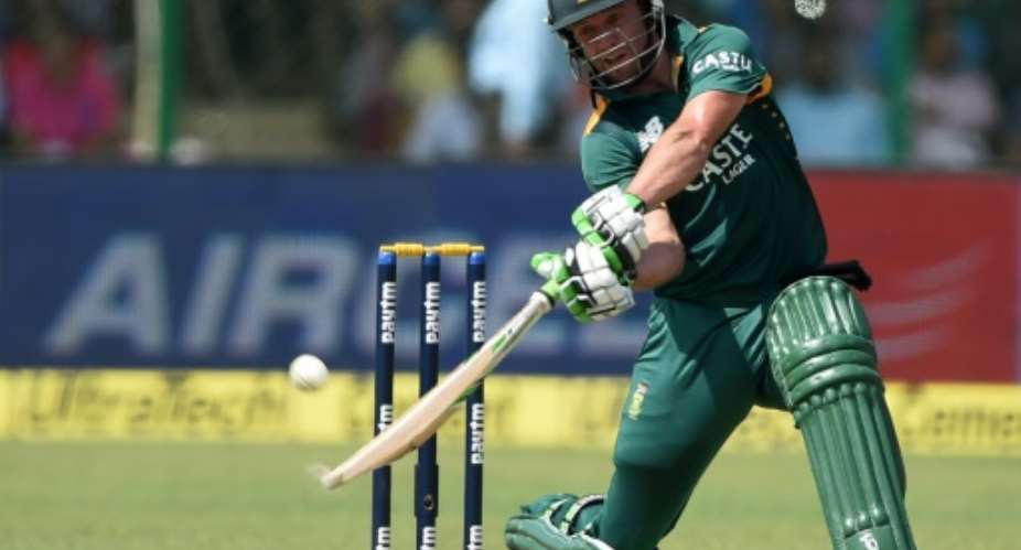South Africa's captain AB de Villiers plays a shot during the first one day international ODI match between India and South Africa at Green Park Stadium in Kanpur on October 11, 2015.  By Prakash Singh AFP