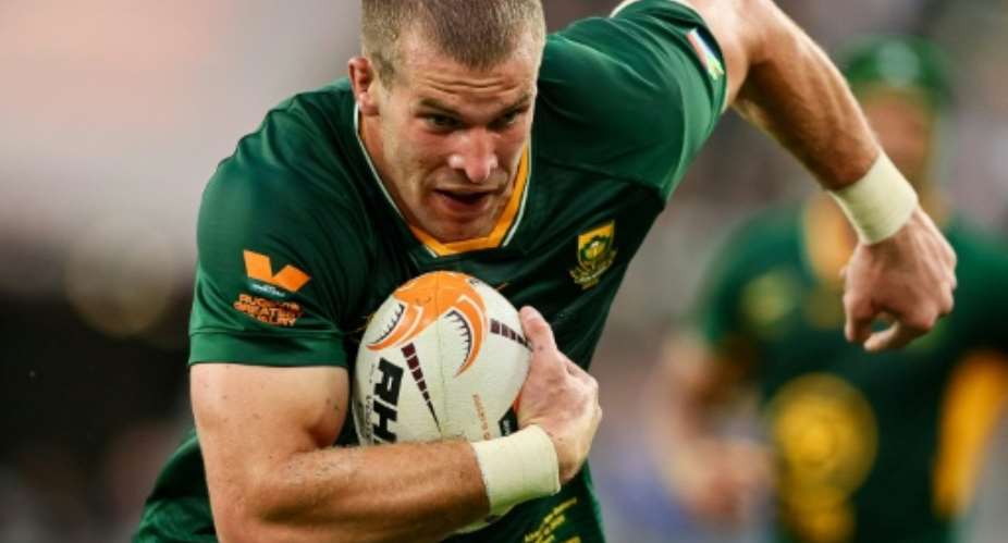 South Africa substitute loose forward Cameron Hanekom carries the ball during a 43-28 victory over New Zealand in Baltimore on September 12.  By Caean Couto (GETTY IMAGES NORTH AMERICA/AFP)