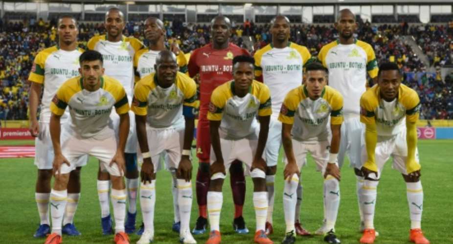 South African club Mamelodi Sundowns trounced Egyptian visitors Al Ahly 5-0 Saturday in the first leg of a CAF Champions League quarter-final.  By RODGER BOSCH AFP