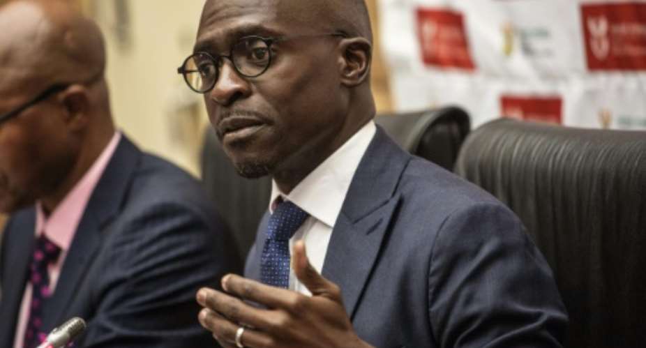 South African Finance Minister Malusi Gigaba, pictured in April 2017, forecasts that by 2020, 15 of economic revenue will be eaten up by debt repayment, a prognostic that conforms to SP's lowering the country's credit rating.  By GIANLUIGI GUERCIA AFPFile