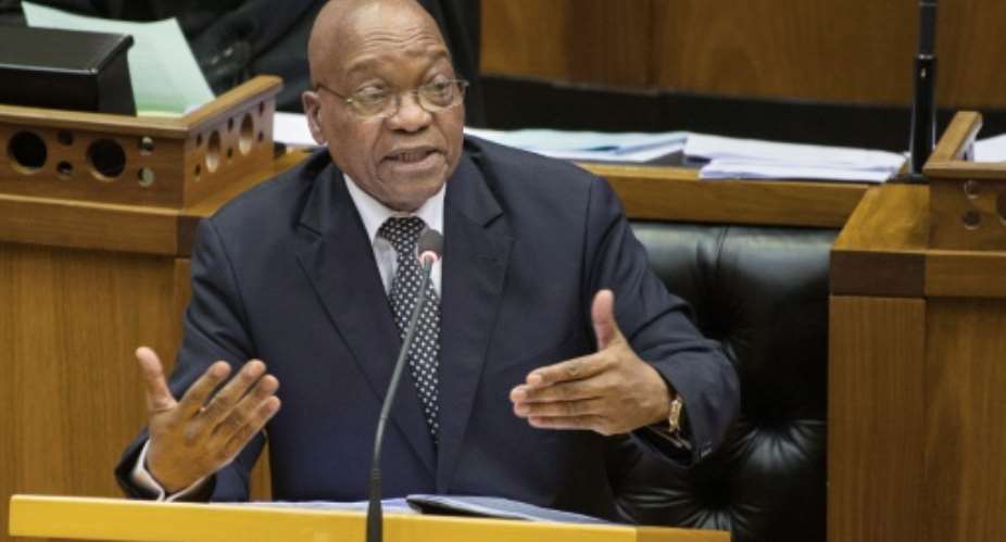 South African President Jacob Zuma, shown in September 2016, is among the leaders of the African National Congress who chief parliamental whip Jackson Mthembu called worse than the apartheid regime.  By Rodger Bosch AFPFile