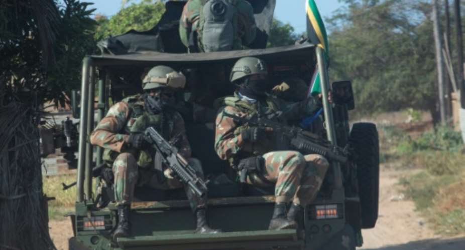 South African troops in Pemba. Mozambique's neighbours and Rwanda are providing military help in the fight against the jihadists.  By Alfredo Zuniga AFP