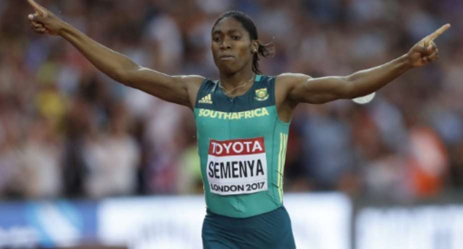 South Africa's Caster Semenya, who won the women's 800m race at the world championships in London, claiming her third world title, has been dogged by accusations that she took testosterone suppressing medication.  By Adrian DENNIS AFP
