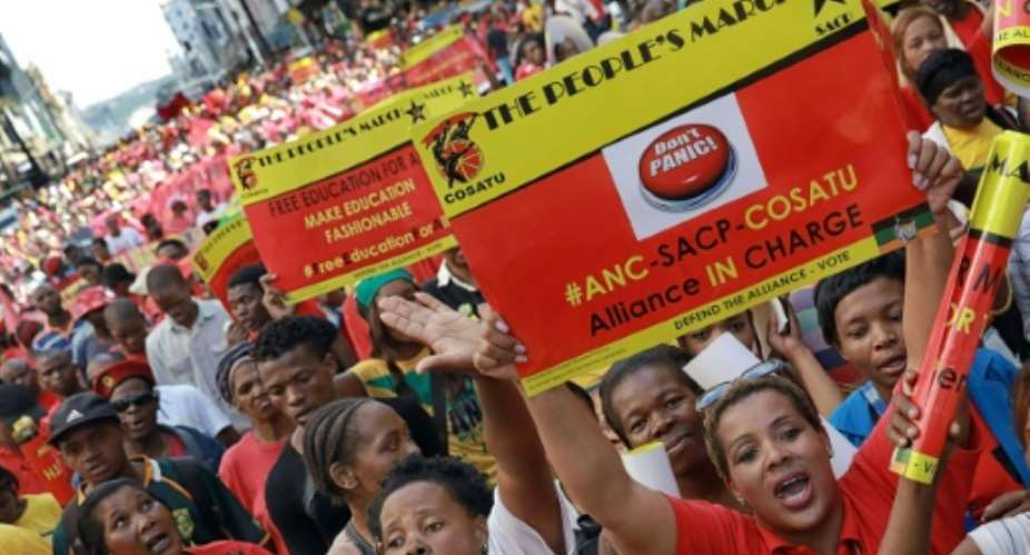 South Africa's communist party SACP, the Congress of South African Trade Unions COSATU and are both allies of the ruling African National Congress.  By RAJESH JANTILAL AFPFile