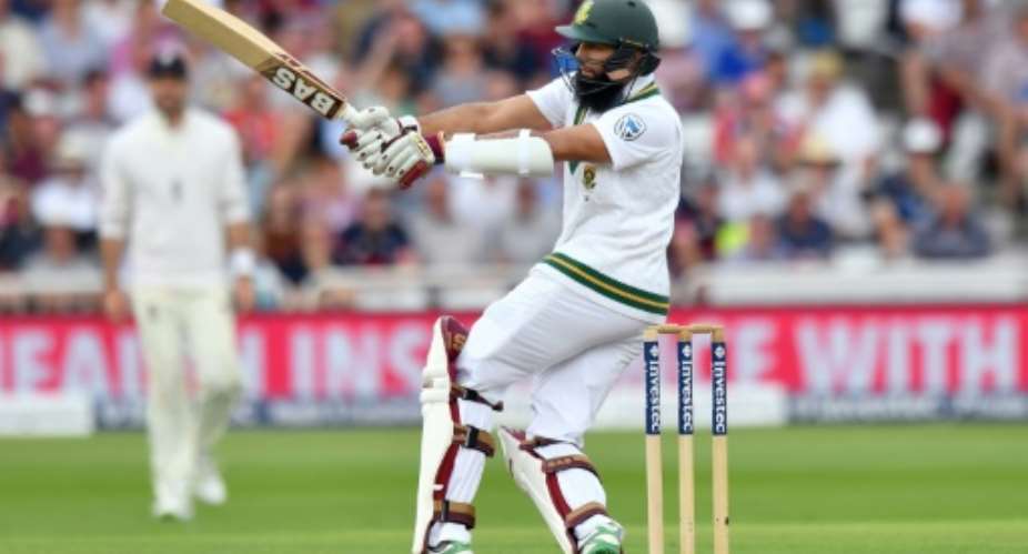 South Africa's Hashim Amla plays a shot at Trent Bridge on July 16, 2017.  By Anthony Devlin AFP