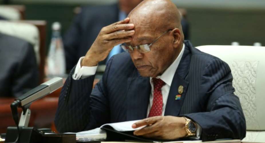 South Africa's President Jacob Zuma has survived several parliamentary attempts to oust him from office, most recently last month when a vote of no-confidence against him was defeated.  By WU HONG POOLAFP