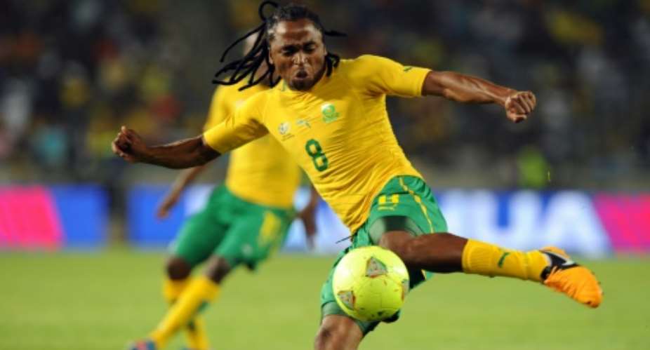 South Africa's Siphiwe Tshabalala, pictured in 2013, levelled direct from a free-kick on 43 minutes.  By ALEXANDER JOE AFPFile