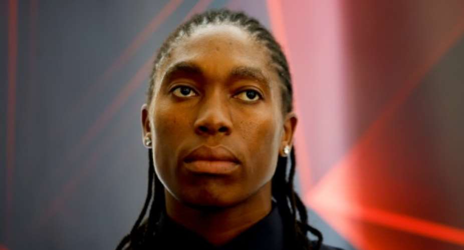 South Africa's two-time Olympic champion Caster Semenya appears at a press conference as she prepares for the next stage of her legal battle.  By Phill Magakoe AFP