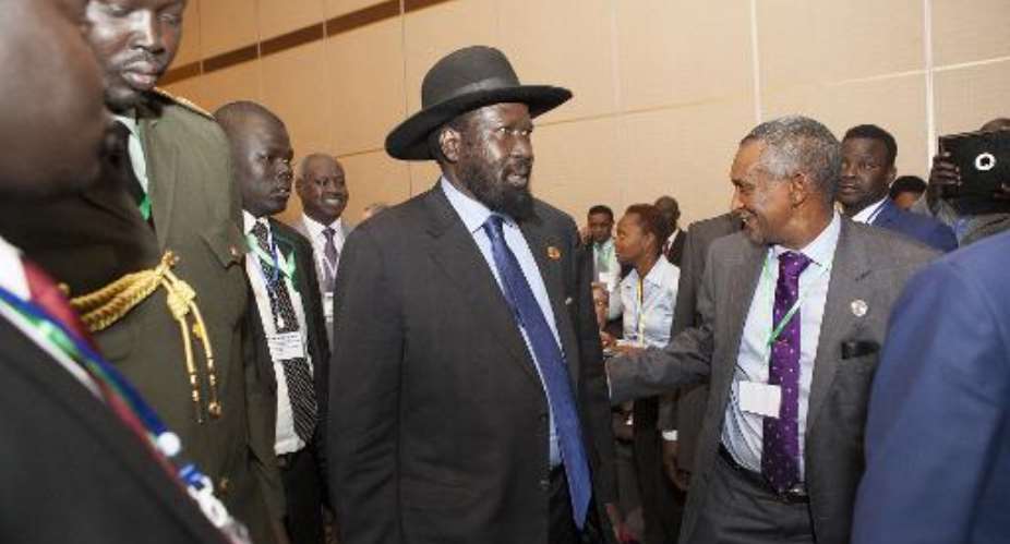 South Sudan President Salva Kiir arrives to attend the Intergovernmental Authority on Development Summit, on January 29, 2015 in Addis Ababa.  By Zacharias Abubeker AFPFile