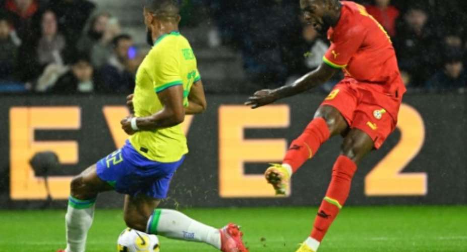 Spanish-born forward Inaki Williams R made his Ghana debut in the second half of a 3-0 loss against Brazil.  By Damien MEYER AFP