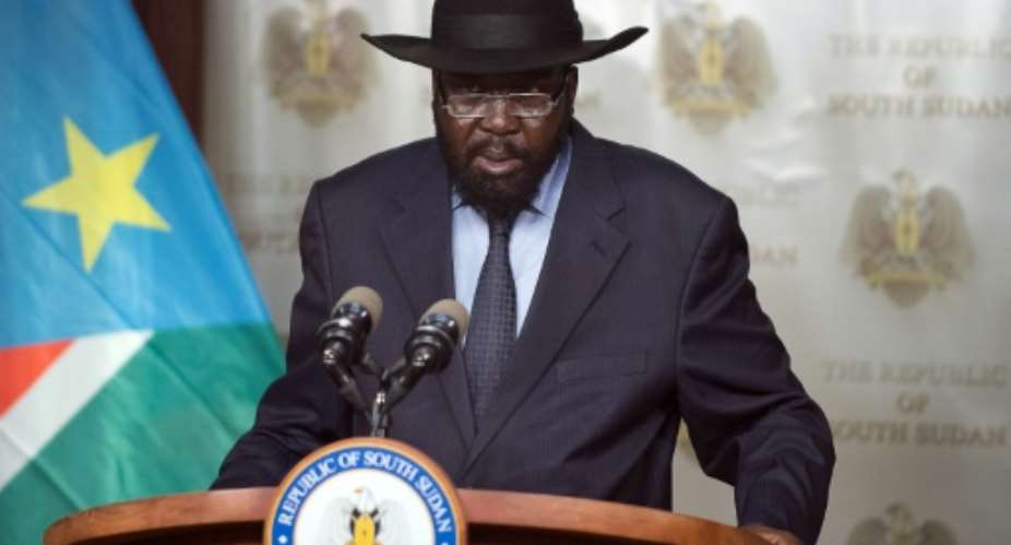 S.Sudan's President Salva Kiir, pictured in September, signed an August 26 peace agreement to end a war in which tens of thousands have been killed.  By Charles Atiki Lomodong AFPFile