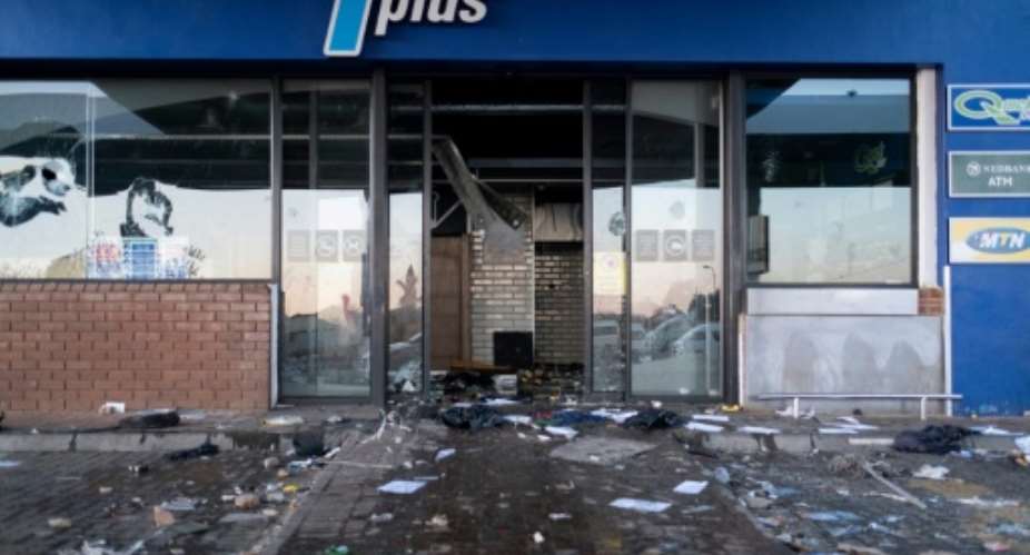 Stripped: A convenience store at a fuel station in Soweto.  By Emmanuel Croset (AFP)