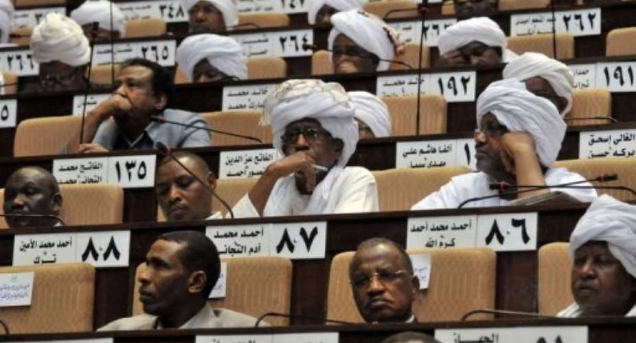 Sudanese MPs attend a parliament session in the capital Khartoum.  By Ebrahim Hamid AFP