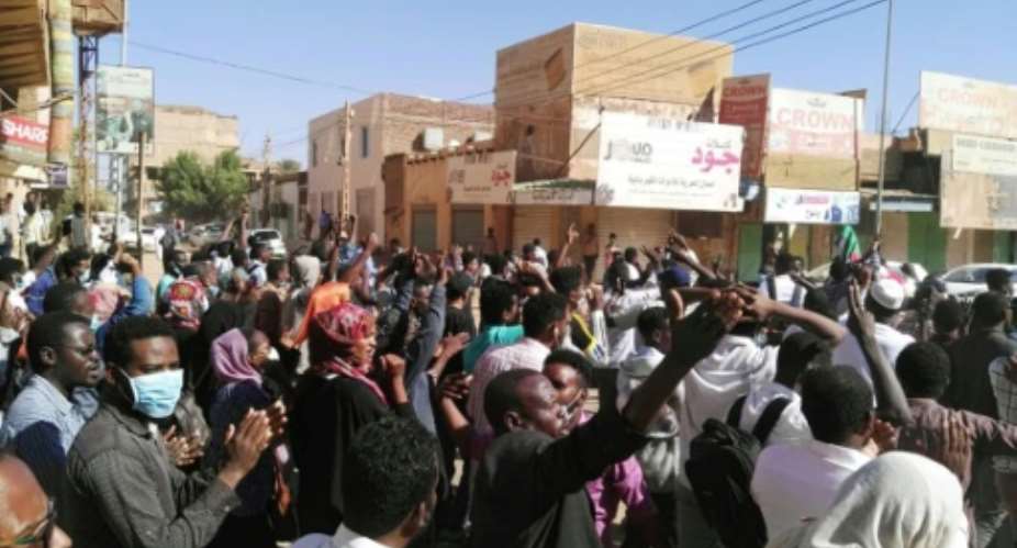 Sudanese protesters chant anti-government slogans during a demonstration in the capital Khartoum on January 6, 2019.  By - AFP