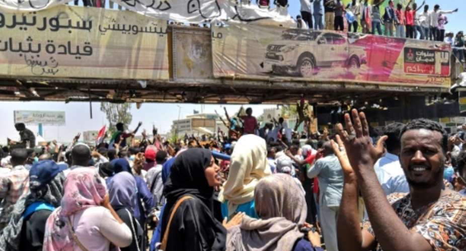 Sudanese protesters rally have been camped for four days outside the army headquarters in Khartoum, defying attempts to disperse them.  By STRINGER AFP