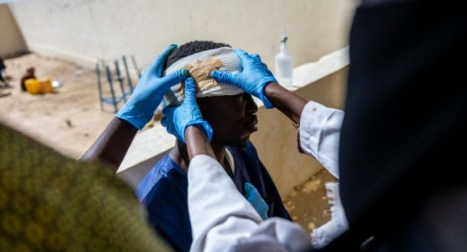 Sudanese refugee Mahamat Hamid Abakar, 33, was wounded in a drone strike, like many crossing into Chad.  By Joris Bolomey (AFP)