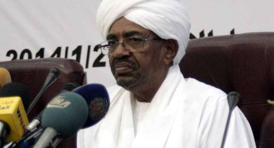 Sudan's President Omar al-Bashir delivers a speech on January 27, 2014 in the Sudanese capital Khartoum.  By Ebrahim Hamid AFPFile