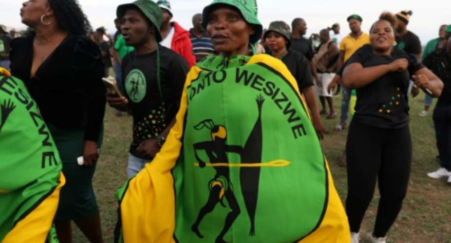 Supporters feted former president Jacob Zuma, who is campaigning for the newly formed opposition party uMkhonto weSizwe MK.  By Phill Magakoe AFP