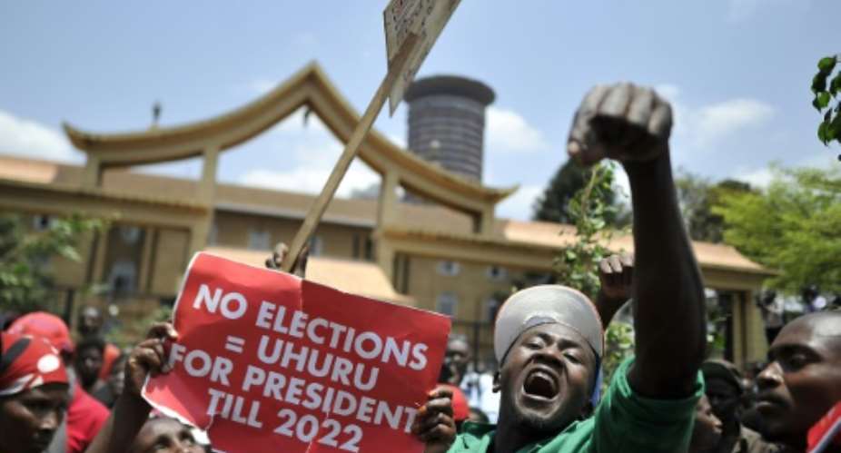 Supporters of President Uhuru Kenyatta disagree with Kenya's Supreme Court ruling which annulled his election victory.  By TONY KARUMBA AFP