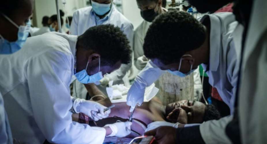 Surgeons at the Ayder Referral Hospital in Mekele, the Tigrayan capital, pictured after a deadly air strike on a city market in June.  By Yasuyoshi CHIBA AFPFile