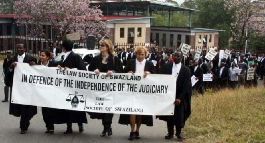 Lawyers protest against controversial Chief Justice Michael Ramodibedi in 2011.  By Jinty Jackson AFPFile