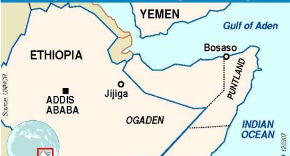 Graphic map of the Horn of Africa, showing    Ethiopias troubled Ogaden region.  By  (AFP)