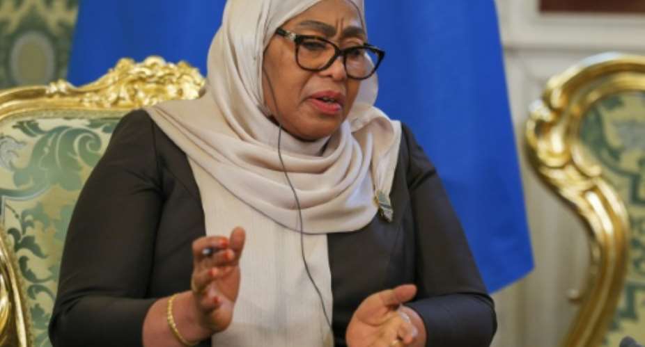 Tanzanias President Samia Suluhu Hassan is accused of brutal repression of political opponents.  By Ramil Sitdikov (POOL/AFP)