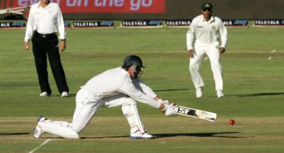 Brendan Taylor in action during the first test match between Zimbabwe and Bangladesh in Harare on April 17, 2013.  By Jekesai Njikizana AFPFile