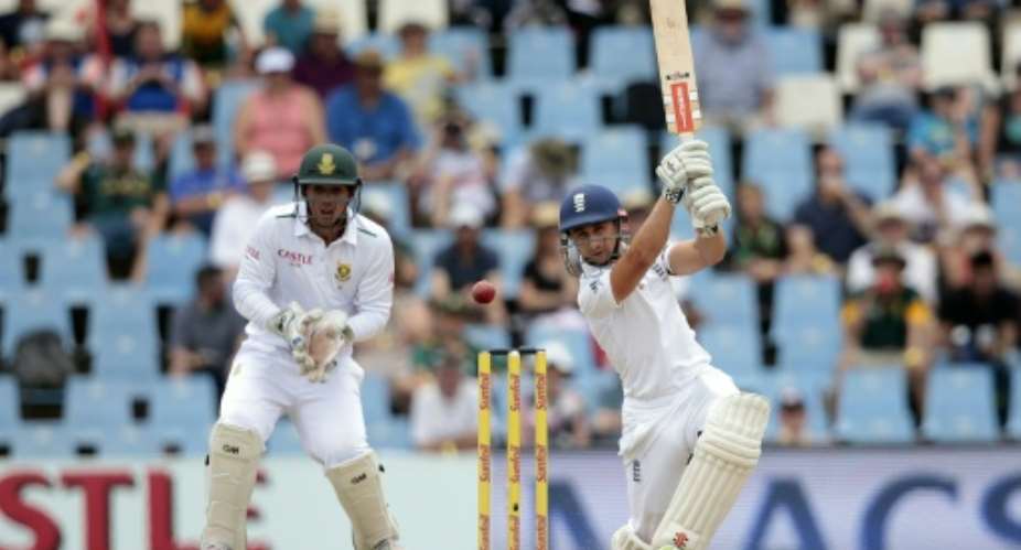 England's batsman James Taylor R plays a shot during day 3 of the fourth Test match between England and South Africa at the Supersport stadium on January 24, 2016 in Centurion, South Africa.  By Gianluigi Guercia AFPFile